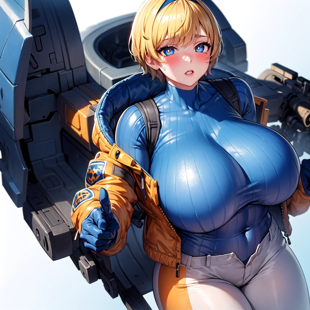 Ultra HD、Ultra high definition、Noise Reduction、perfection、Image quality adjustment、Balance Changes、Optimal Lighting、girl、((Mons pubis、Earth Defense Force、battlefield、Mobile weapons))、Camel Toe、Giant tit、Nipple Puffs、Cleavage、Plump、Super big breasts、Super big butt、Bubble butt、Helmet、headset