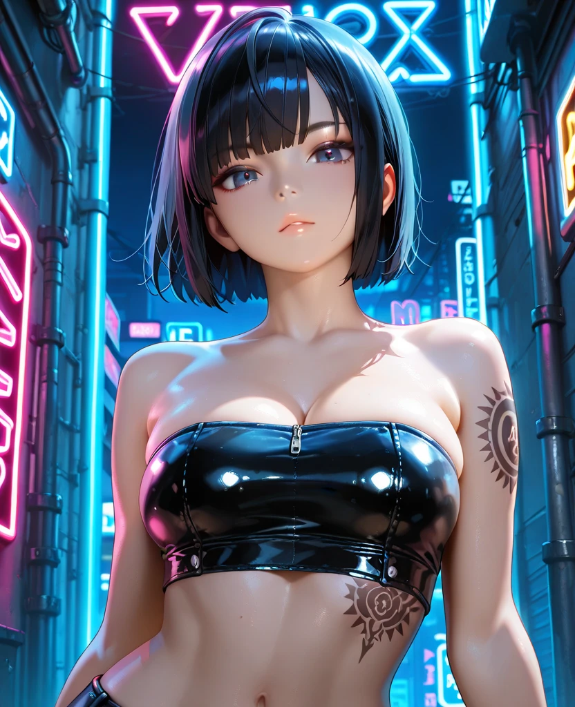 (masterpiece),best quality,1girl,solo,looking at viewer,Mini bikini,upper body,thighs, standing, large breasts, thick thighs, looking at viewer,solo focus,