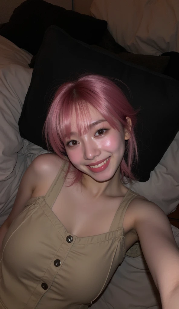 Highest quality、masterpiece、High sensitivity、High resolution、Detailed Description、Slender girl、Kogal、Pink Hair、Long fake nails、Color Contact Lenses、Smile and wink、Platform boots、