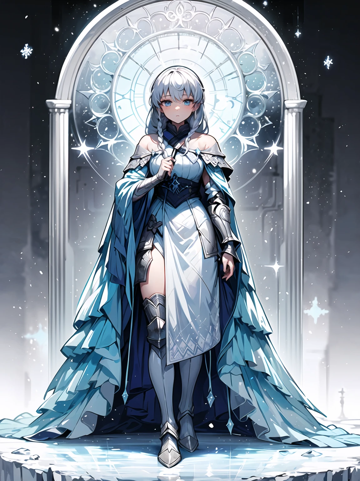 Highest quality, masterpiece, Ultra-high resolution, Beauty、Big Breasts、bluish-gray hair、Beautiful short hair、Well-proportioned face、Tied waist、Fair skin、smooth skin、Neat clothes、Are standing、Good Witch、kneel、He was executed shortly afterwards by having his head cut off.、Ephemeral Theme