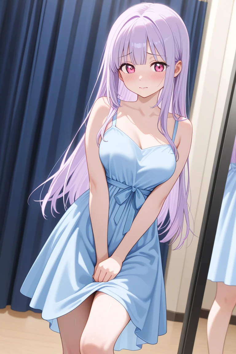 Sweet adorable and cute Eurasian anime teen girl Cute innocent young girl lacy transparent and see-through dress . Medium perky breasts, adorably cute and lovely young lady. Shy and Blushing demon girl. Wearing a cute revealing sexy sundress while walking lakeside Sweet adorable and alluring sexy young teen lolita wearing seductive sundress with pink sunglasses The scene is a masterpiece of detail and quality, painted with the soft hues of pastel colors. The adorably cute and lovely young anime lolita is the centerpiece, surrounded by an enchanting world that seems to emanate from her very presence. The allure of her mini skirt, delicately accentuating her curves, and the lace trim on her white blouse, inviting the viewer's gaze, is balanced by her innocence and sweetness. Her legs are crossed at the knee, a simple gesture that adds to her endearing charm. Her delicate hand gently touches the strap of her bag, adorned with vibrant flowers, as her pastel pink hair
