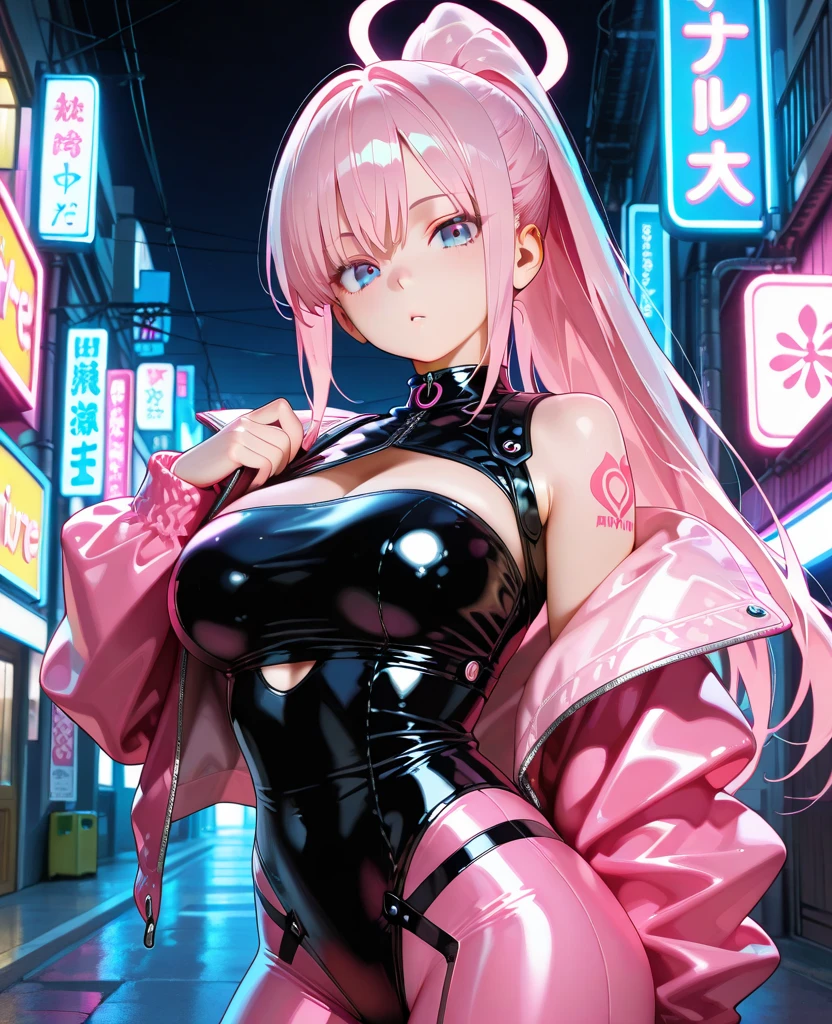 Cute Bunny,(((20 years old))),((Anime little rabbit with very cute and beautiful twin-tailed pink hair walking down the street)),(((Bunny Girl,Antro Furry Cute,bunnygirl))),(((Bunny ears,Rabbit ears on the head,Big rabbit ears))),

((large full breasts))), (((Fuchsia Hair:1.35,short fuchsia hair,Colored inner hair,Ear breathing,))),((Heterochromia, I1 Fuchsia, Eye 2 Pink, Perfect eyes, upward-eyed:1.3, Beautiful detailed eyes, finely detailed beautiful eye:1, big highlight on eyes:1.2, slanted eye)), (((Lustrous skin:1.5,bright skin: 1.5,skin tanned,Shiny skin,Very shiny skin,Shiny body,plastic glitter skin,exaggerated shiny skin))),(delicate detailed fingers,Detailed body,detailed arms,Human Hands, Detailed hand),

Cute,sluttish,,Erotic,NSFW, 

zettai ryouiki,Revealing clothing,Show skin,((Rave Shirts, Fluorescent shirt, Rave Miniskirt,Visible lace strap)),(Wearing a rave costume:1.3,Rave Clothing,seminude,with little clothing,),(detailed costume,detailed  clothes),

(Dynamic Pose:1.0), Solo Focus, Centered, scale to fit the dimensions, thirds rule,

Outdoors, ((Night view)), (Cyberpunk Night Street Background: 1.5,dark sky,alleyway,Lonely alley,Thick clouds, Detailed background:1.25),

(Best Quality), (High resolution), (Sharp Focus), (ultra-detailliert), (Extremely detailed), (Very high quality artwork), 8K_Wallpaper, (8K HDTV CG),(Very fine 8K CG), ((hyper super ultra detailed perfect piece)), flawless, (((masutepiece))), Illustration, Vibrant colors,  (Convoluted), High contrast, Selective lighting, double exposure, nffsw (High dynamic range), Post-processing, Background blur,
