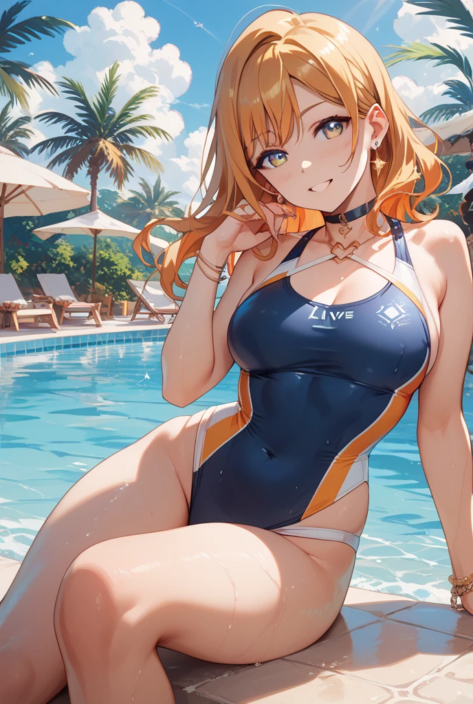 ((Top Quality)), ((Masterpiece)), ((Detail)), Perfect face, Perfact bodty, sitting on the swmming pool, listening to music, wearing headphones, wearing swimsuits, swimsuits are transparent, legs open Sitting wide open, wearing tight clothing (yes, buttocks and breasts are exposed). I see a face, one women