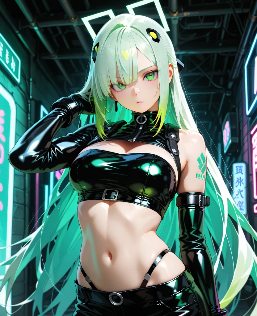 Gorgeous girl, big breasts, big ass, thin waist, Open legs, High facial detail, futuristic sexy costume, cyberpunk, ((light green)) very long hair, city of the future, hologram, Neon lighting, ultra detailed, a high resolution, masterpiece, high quality, a high resolution, Fox ears, protruding papillae, 
