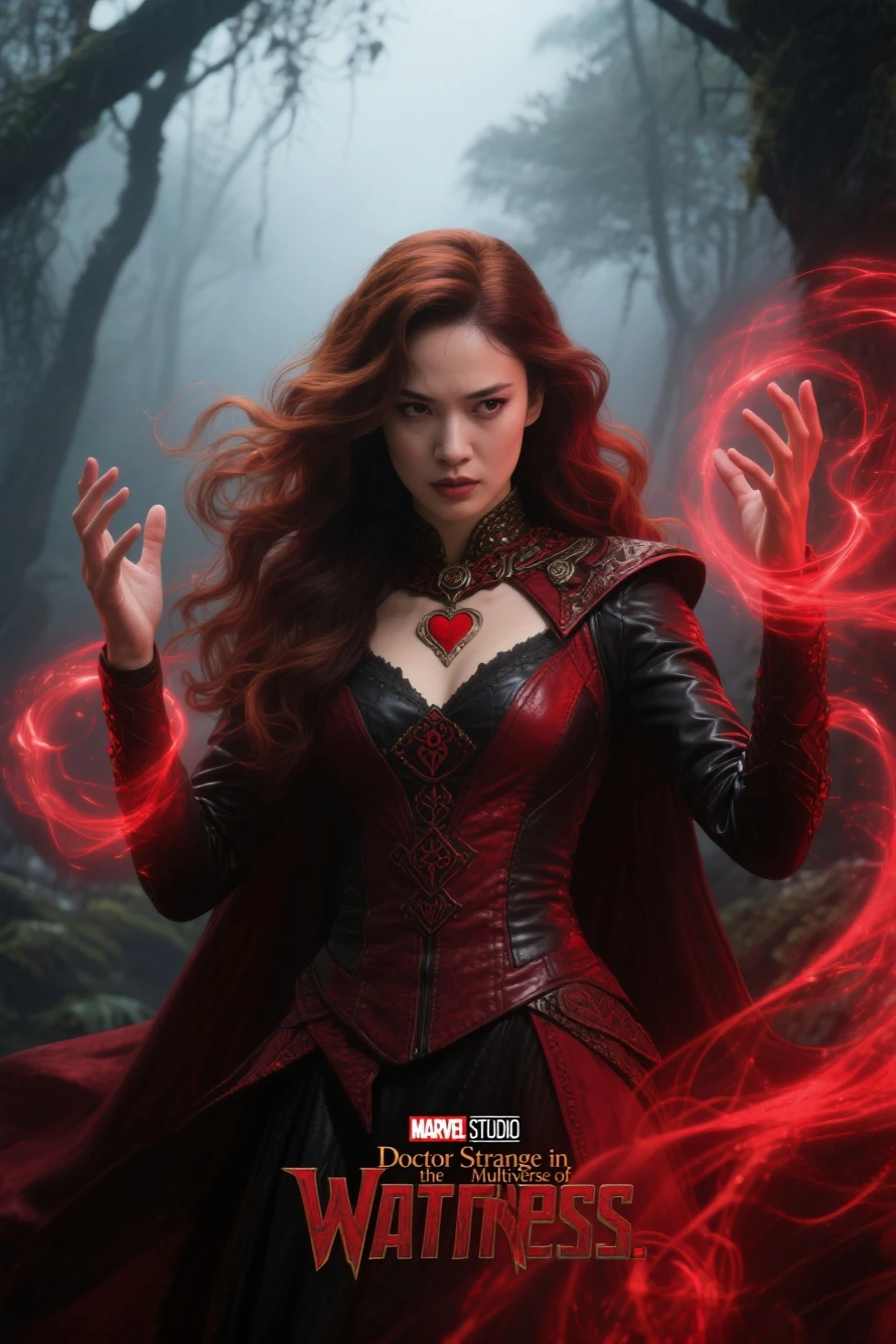 (hyperreal:1.4),
(((full body shot:1.5))), RAW, emotional, dynamic, distortion for emotional effect, bright, use of unusual colors, Nice cinematography, (realistic, photo realistic:1.4),
Girl Dracula, armed, jungle, Quiet Bay, superhero with magical powers, creating such elements, like fire and lightning, radiating an aura of mystery,
detailed eyes, detailed face, Detailed skin,