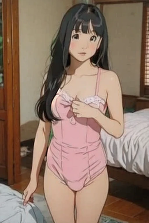"masterpiece, high quality, ultra-detailed, flawless illustration, 1girl, (daidouji_tomoyo) with black eyes, detailed to the extreme"、Big Breasts、Panties、bra