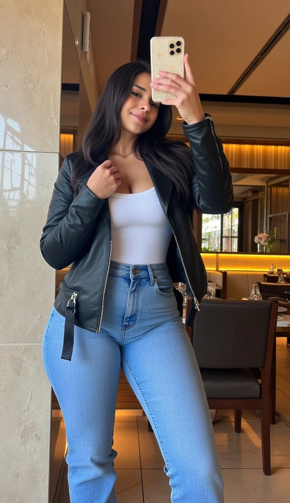 Full body photo of SEXY 50YO MATURE MILF AISHWARYA RAI as CORPORATE LADY, (((removing clothes))), ((black denim jeans with white knotted mini shirt)), ((navel showing)), ((knee high leather boots)), (((seductive posing in mountain top))), day scene, curvaceous mature hourglass figure, massive breasts with huge cleavage, look straight at viewer and tease 1.3, ((bob cut hair)), sexy 50 yo mature MILF, soft volumetric lights, intricate details, (ArtStation:1.2)