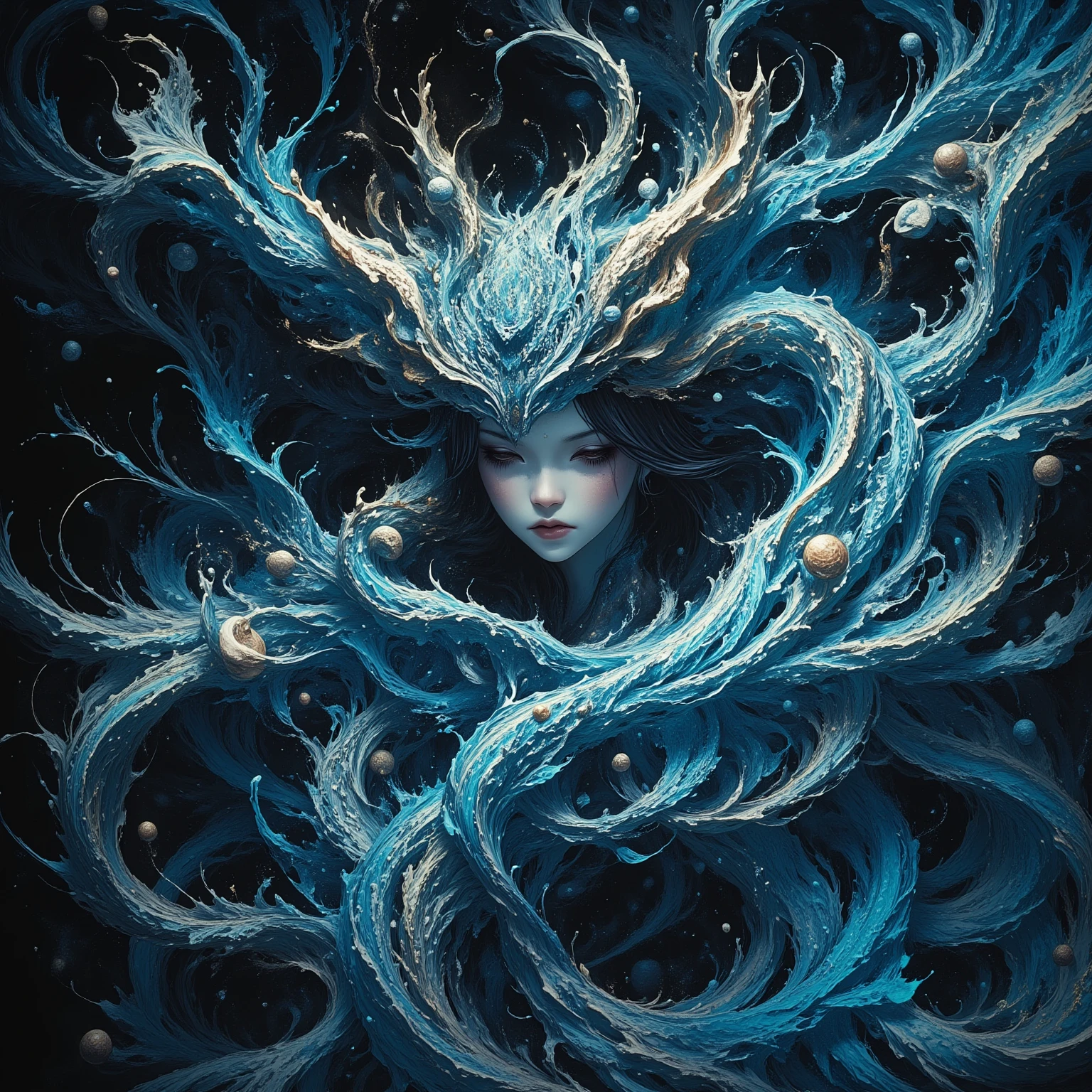 (maximum resolution: 1.2), (Ultra HDTV: 1.2), 8K resolution, Eye and skin detail, detailed facial features, , ( Sharp focus: 1.2）, (Focus focuace: 1.2), Girl standing, On 1 Planet, Pajamas, Outstretched arms, (long hair), Black hair, (spacescape), Many stars, (hand holding umbrella).