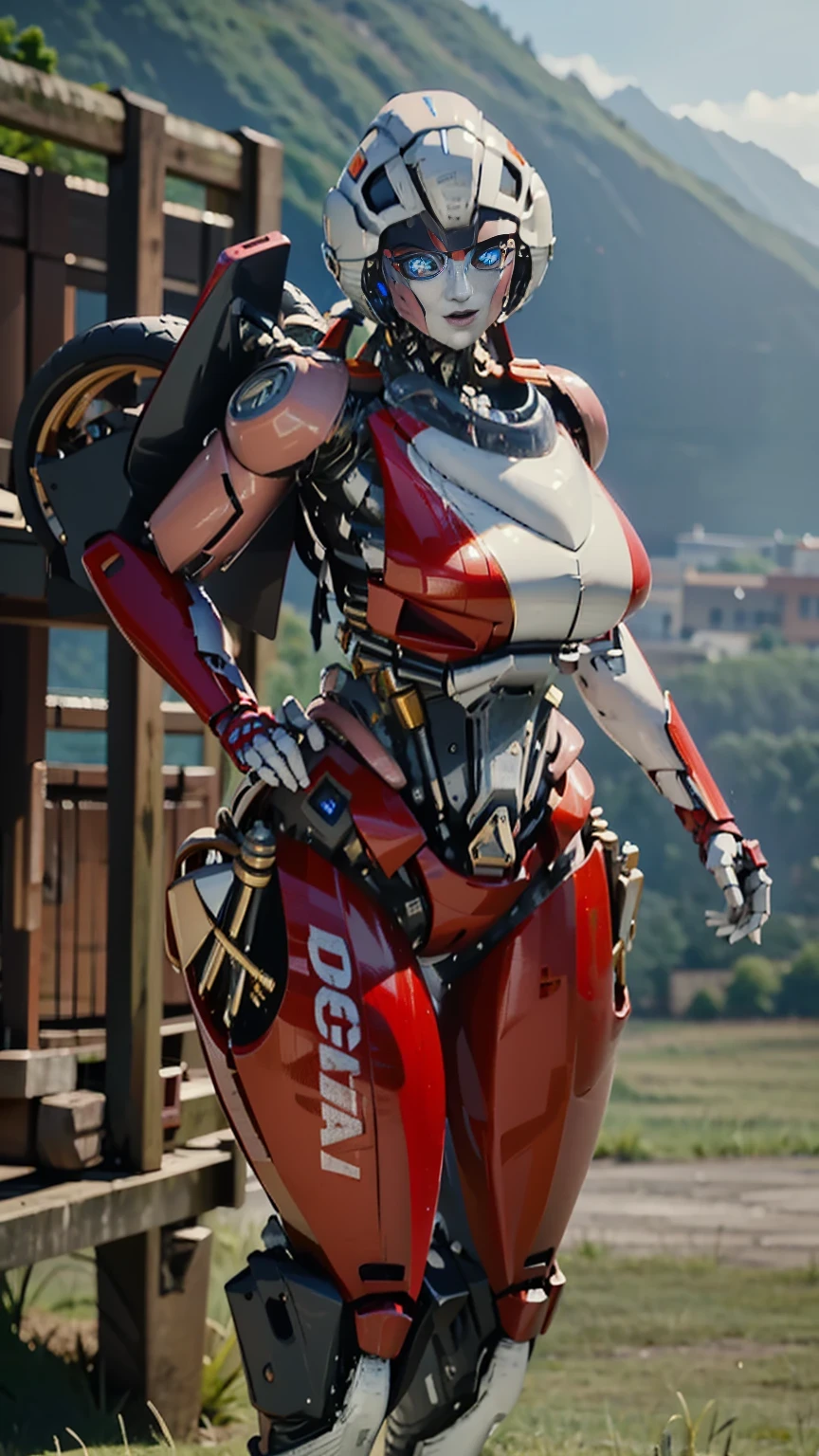ROTB_Arcee, 1 girl, big breasts, innie pussy, SMILE, robot, mecha, (bright Eyes:1.2), Wide hips, belly button, thick thighs, pose T , modelado 3D, voluptuous, foreground, front focus, portrait, front 1:2, looking at the front observer, modelado 3D , 3D , blender full body hole body very detailed, very detailed figure, female full body, woman body, humanoid woman, full skin female figure, realistic body structure, woman body, female human torso, perfect human woman specimen, human woman, Detailed body structure, Blue eyes, big breasts