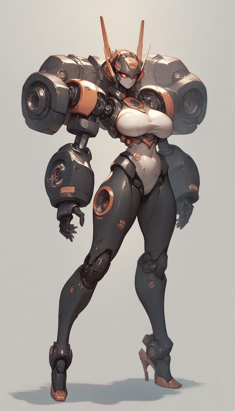E girl cut hair Bob color pink jacket open mini skirt (((mecha legs Master piece Ultra Quality))), stand pose head on full body , (tall, muscular:1.3), (dark skin, perfect skin:1.8), (big breasts:1.3),Grt2c