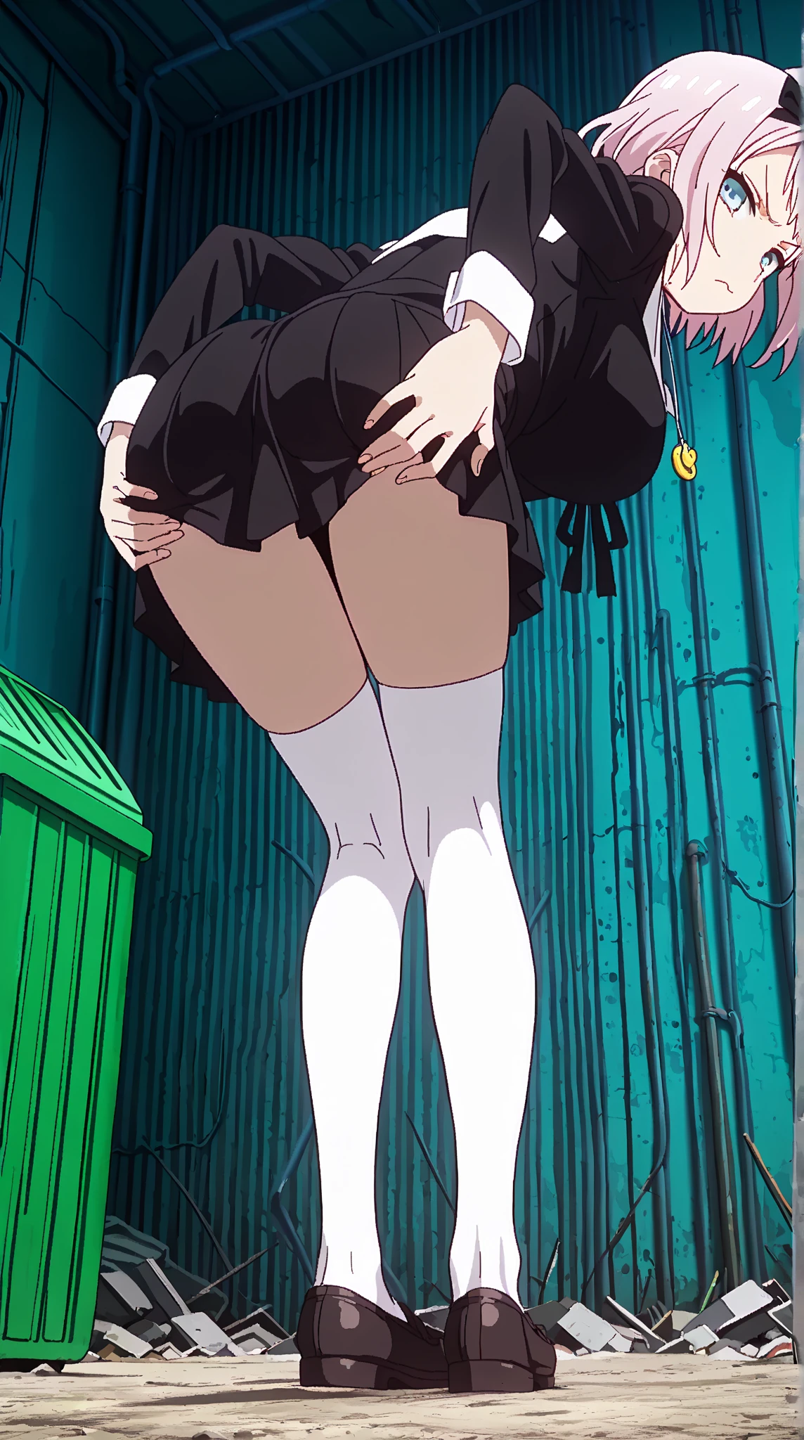 masterpiece, best quality, marceline, sexy, from behind, from bottom, big butt, big breasts, fishnet stockings, black panties, focus on butt, close up, panties to the side