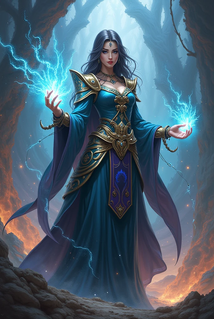 Big Breasts、Full Body、Standing、((Girl、middle ages、Wizard Costume、muscle))、Brown hair, Black hair、3d anime woman