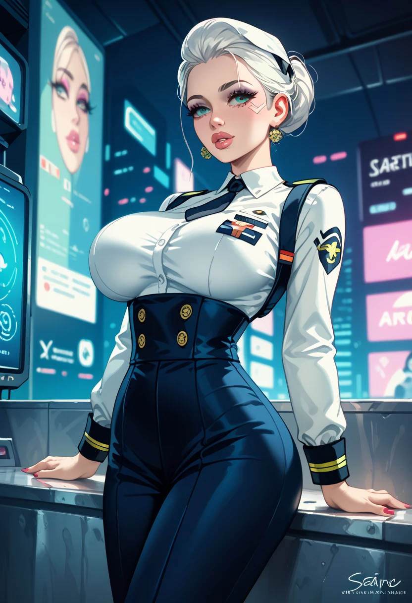 (Masterpiece, Best Quality), 8k Wallpaper, highly detailed, poster, vintage sci-fi film, 1960s, a magazine cover with sexy giant nurse towering over a tiny city, a portrait by Paul Kane, cinematic movie poster, perfect face, Lime green hair, Attack of the 50 foot woman, giant woman, tiny city, lines, abstract, mid century modern, movie poster, vintage, white nurse uniform, stiletto high heel shoes, tiny destroyed skyscrapers city, retrofuturism, pulp sci fi, pulp sci-fi, 60's pulp illustration, scifi pulp, pulp book cover art, pulp scifi, old retro pulp comic cover, pulp science fiction, pulp scifi illustration, vintage scifi, skyscrapers sized under her knee