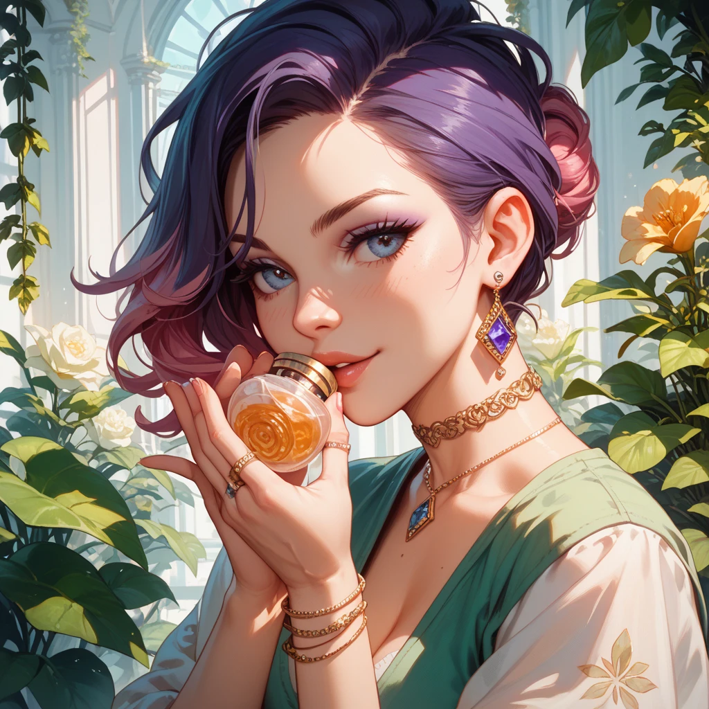style,Highly detailed portrait of a beautiful woman,Perfect female makeup,Classical Oil Painting,