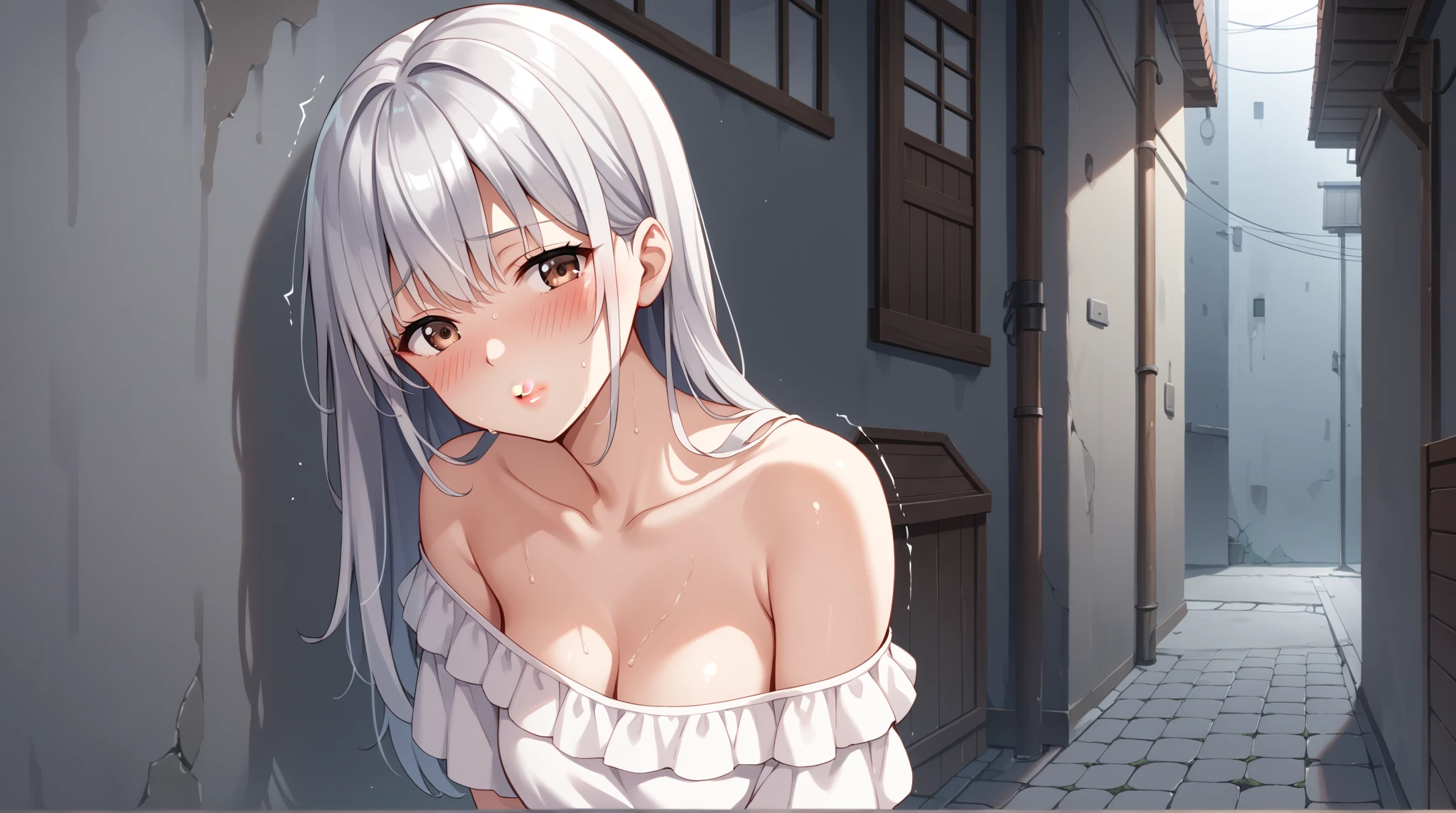 naked woman, 12 year old girl touching her breasts