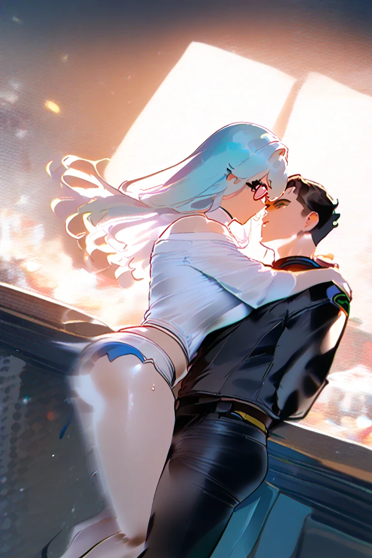 a drawing of a couple kissing in a car with the window open, black and white manga panel, black and white manga page, (sfw) Insurance for work, comic page, full page illustration, a fantasy comic style, extremely fine ink line, comic panel, perfect linear, high resolution commission, ruan Jia y Joao ruan