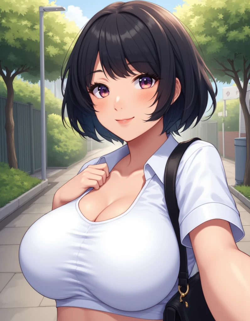 (((masterpiece))),fuyumi itadori, Anime girl characters, 1girl, solo, looking at viewer, medium hair long sleeves, cleavage, bigger breasts, closed mouth, collarbone, jacket, open clothes, open jacket, blue jacket, ground vehicle, sports bra, tall girl, horny, big ass, beautiful face,Charming,  anime visual of a cute girl, screenshot from the anime film, & her expression is solemn, ahegao face, in the anime film, in an anime, anime visual of a young woman, she has a cute expressive face, still from anime, perfect breasts, she is tall, All bodies visible, ahegao face, the face is ahegao, she is horny, A perverted face, she so perverted, she smile so perverted, hd picture, 4k quality, details of the face is so good,bigger breasts,she is tall, the face are so details, like anime boku no hero academia, she is tall, Standing pose,All bodies visible, 