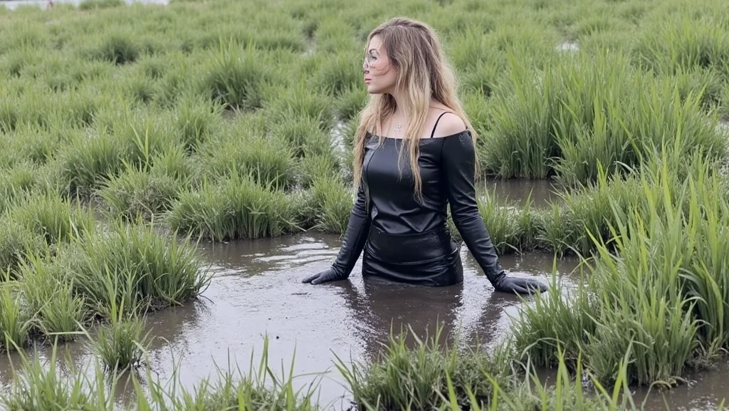 Hyperrealistische Fotografie, 2 Frauen stehen im Schlamm, Schlammspritzer im Gesicht, die Gesichter sind mit Schlamm verschmiert, 30-year-old women smeared with mud, Lena Meyer Landrut, long white gloves satin smeared with mud, short white prom gown smeared with mud White with Swarovski jewelry smeared with mud, Perlenkette mit Schlamm verschmiert, underbust corset weiß smeared with mud, ruffles, pointy pumps white high heels smeared with mud, Fishnet tights white smeared with mud, the entire body, schwarze lockige Haare mit Schlamm verschmiert, die Kleidung ist mit Schlamm verschmiert, High quality, realistische Beleuchtung, Bildmitte, Sanduhrproportionen, 8K, HDR, BDSM, medium breast size, lange Beine, professionelle Fotografie einer Frau, natural skin texture smeared with a lot of mud, 4K-Texturen, Adobe Lightroom, Fotolabor, HDR, kompliziert, elegant, sehr detailliert, scharfer Fokus, wahnsinnige Details, komplizierte Details, hyperdetailliert, Helles Kinolicht, Außenatmosphäre, Kinn hochgezogen, (exponierter Bauch: 1,8 ), (Fernaufnahme), dominanter Gesichtsausdruck