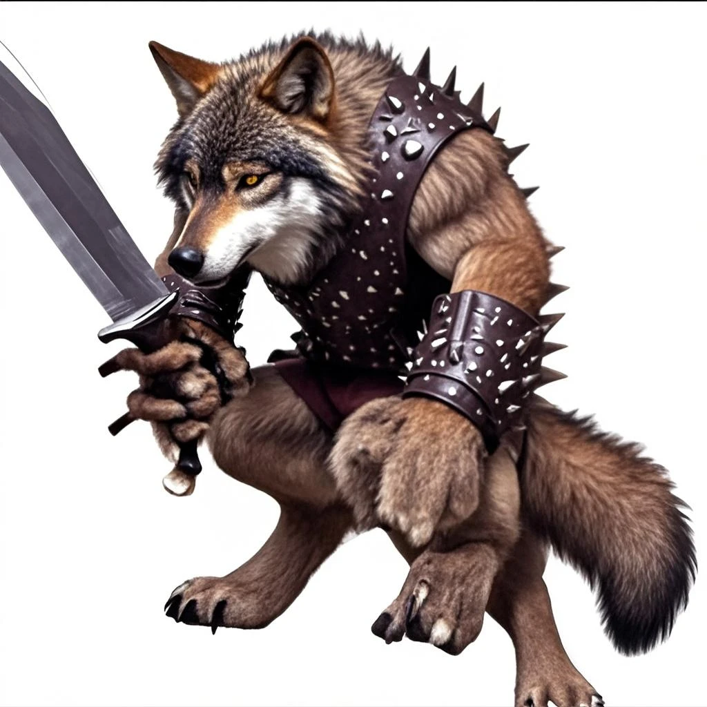 Solo Sexy young anthro furry wolf male mercenary medieval solider, slim slim muscular, anthro handsome gay shorter muzzle, handsome gay model male apperance, sword scars, worn out leather skimpy armament, low on hips heavy leather belt, old very worn out skimpy dirty linen material jockstrap, old yellow dirty worn out stains on white sawn jockstrap, very visible "x" brown seam pattern on the jockstrap, studded skimpy armlets breastplate armor, skimpy breastplate, leather bondages, fingerless leather gloves, smelly unwashed furr, dirty body look, desert battlefield, standing in sexy fighting position, close view of full character, agressive angry shout, agressive look, angry, blooded sword, blood, blooded armor