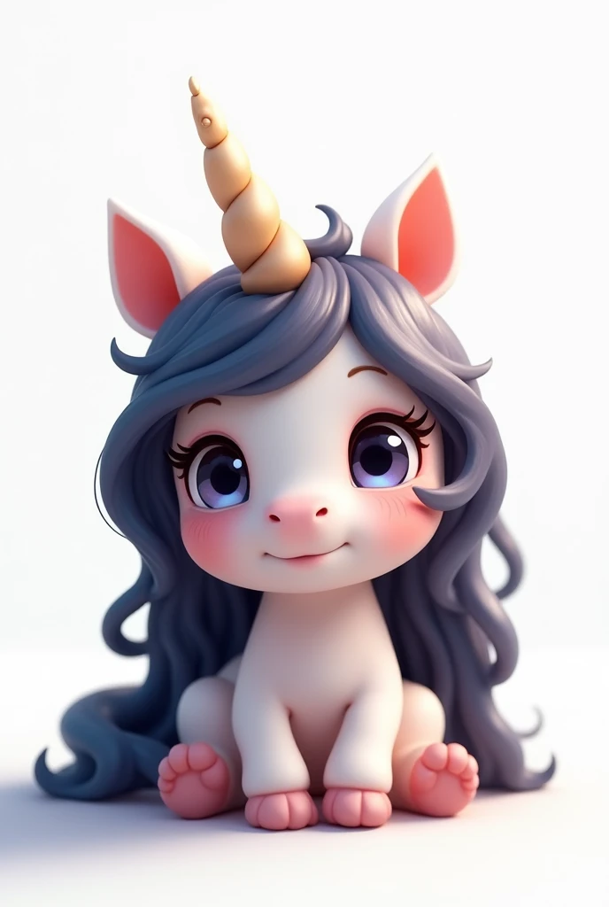 Unicorn born in the land of sweets。 Adorable with big eyes and one horn on the head、A unicorn with beautiful wings on its back。 ３With D-style design、Chibi Style。 Colorful shades with orange as the main color。