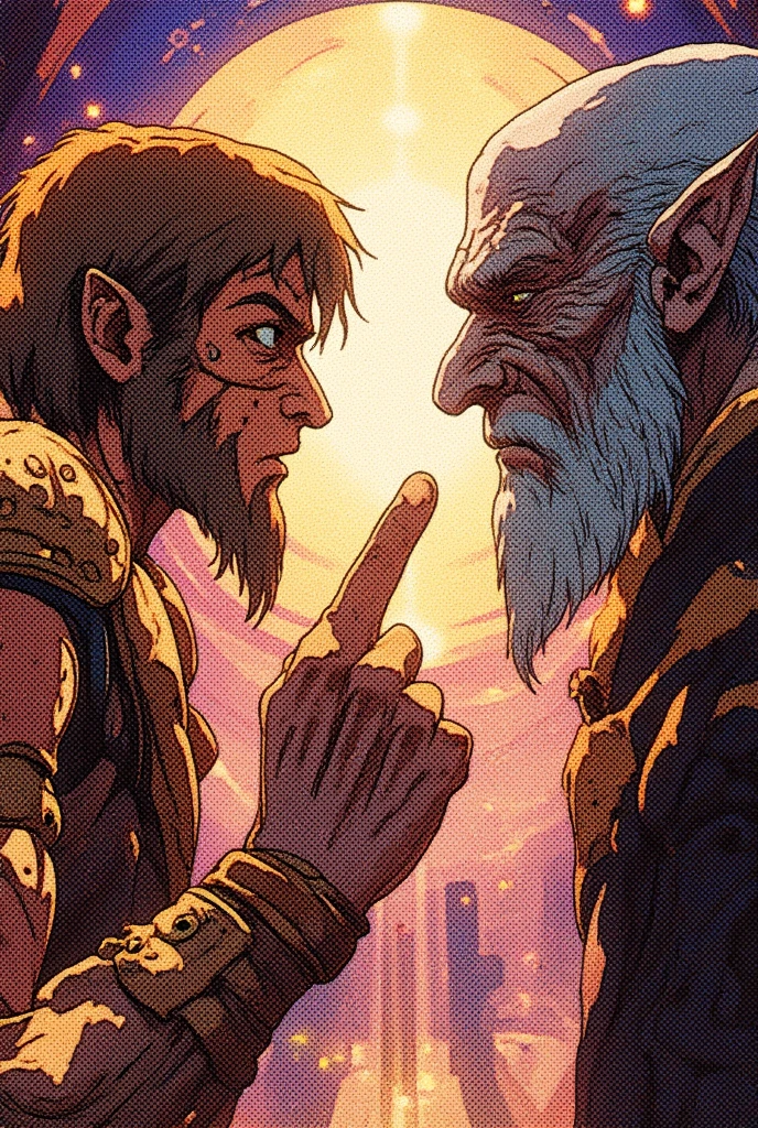 As the sun sets over the ancient elven city, a legendary warrior, with intricate tattoos covering their body, stands guard at the entrance, ready to defend their people against any threat, perfect face, perfect body