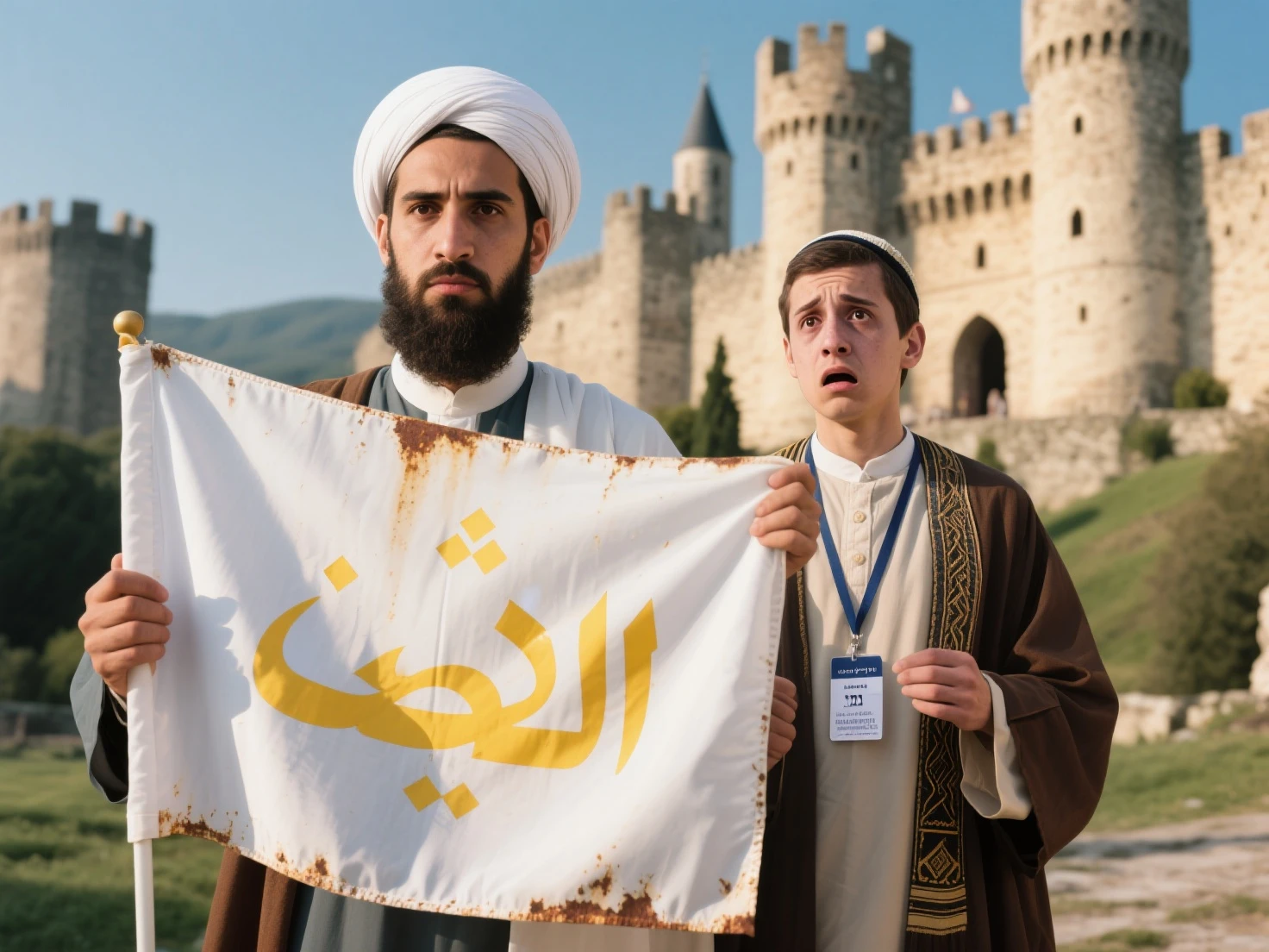 a saudi man in traditional saudi clothes standing next to his son and daughter in school uniforms full body, school background,(best quality,4k,8k,highres,masterpiece:1.2),ultra-detailed,(realistic,photorealistic,photo-realistic:1.37),highly detailed faces and expressions, beautiful detailed eyes,beautiful detailed lips,extremely detailed eyes and face,longeyelashes,traditional saudi architecture,school building,intricate details,vibrant colors,dramatic lighting,cinematic composition
