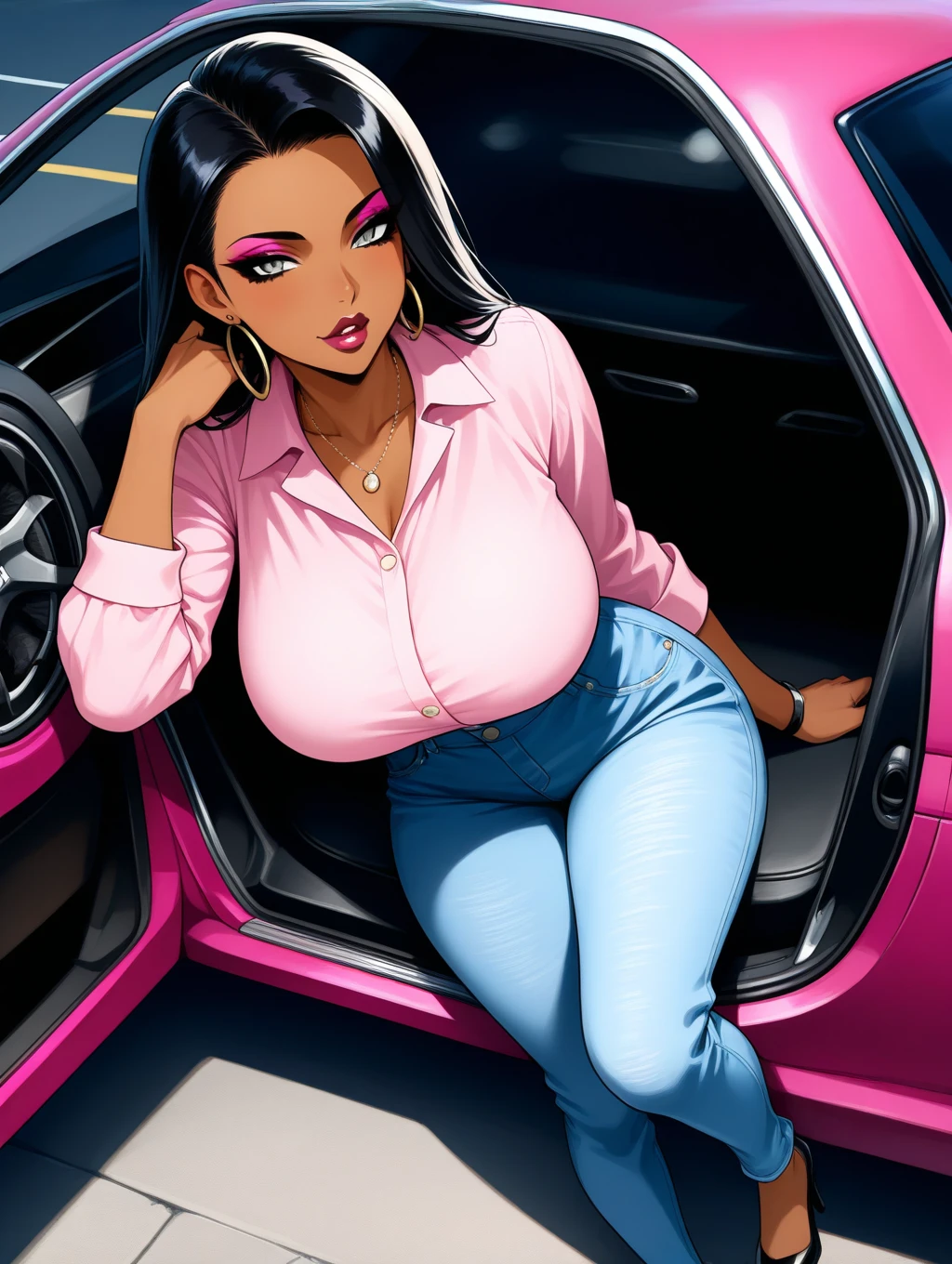 there is a woman in a car with a banana in her hand, comic digital art, cartoon digital art, cartoon digital painting, digital art picture, digtial painting, #1 digital painting of all time, # 1 digital painting of all time, sweaty 4 k, detailed digital artwork, digital art. colorful comic, digital art cartoon, digital art but photo, digitally colored, 8k