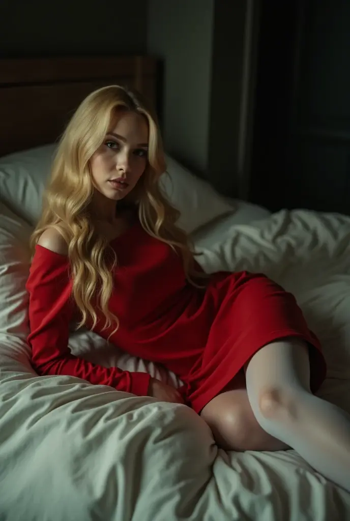 annasophia robb with 14 years, red velvet dress, long socks, posing, autofoto