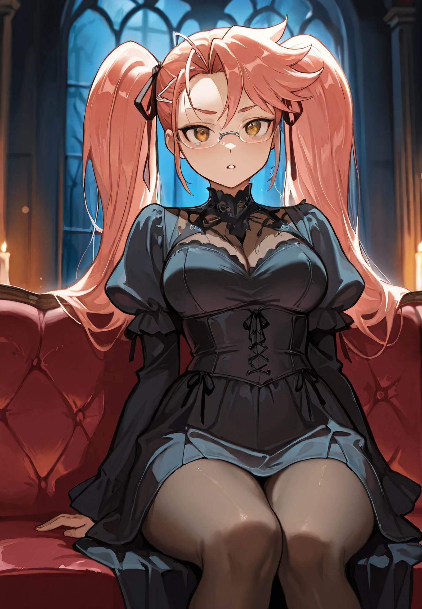 1 girl, succubus, sexy dress, beautiful detailed eyes, beautiful detailed face, extremely detailed face, long eyelashes, seductive expression,,dark colors, 8k, highest quality, masterpiece, sexy succubus dress, blushing, confused eyes, cum all over her body, visible pussy, naked