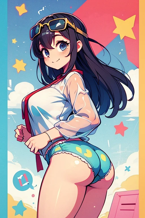 Yukimikan、Black hair、Colossal tits、A smile、Navel Ejection、white colors　amarelo　Cheerleader Uniforms、White High Socks、white sneaker、A slender、Armpit　I-Balance Pose、tennis coat