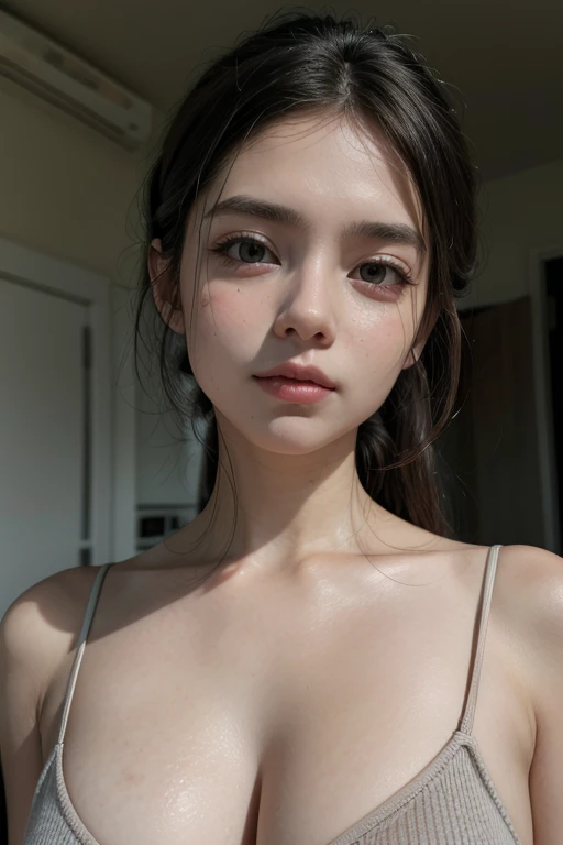 {top-quality}, {{masterpiece}}, {extremely delicate and beautiful},Outstanding light and shadow, highly detailed wallpaper,Clear and bright sunlight,1girl in,no clothes、gaze looking beyond,red blush,Strong sunshine,delicate and messy hair,realistic skin textures, Pronounced pores and skin wrinkles,tropical rainforest,((strong light shines on the face)), full body shot, naked portrait, nude photography, detailed armpit, pussy pubic hair, shiny nipple, coffee shop