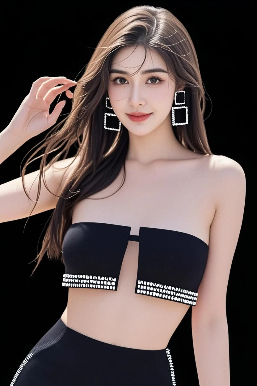 beautiful,korean glossy makeup,21 year old,model,woman,photorealistic,black choker,JeeSoo,Sexy_attire,sports bra,under_boob,skinny,fair skin,brunette,nipples,Young beauty spirit,masterpiece,best quality,photorealistic,high resolution