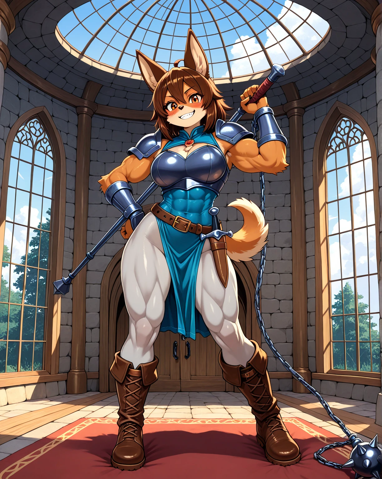 Arctic fox as a mature busty Tomboy Landsknecht