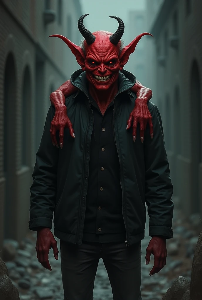 A mesmerizing hyperrealistic digital sketch of a unique strawberry man, whose skin is carefully colored to give it a shade of ripe strawberries, is smiling. with fine grains and a rich red hue. He. casually leans against the bus stop, dressed in a worn denim jacket and jeans, holding a bus ticket in his hand. In the background is a harsh urban landscape with weathered buildings, graffiti and bustling urban life, all conveyed in a textural and detailed manner. The contrast between the bright, strawberry-like skin and the muted, harsh environment creates a striking visual effect.