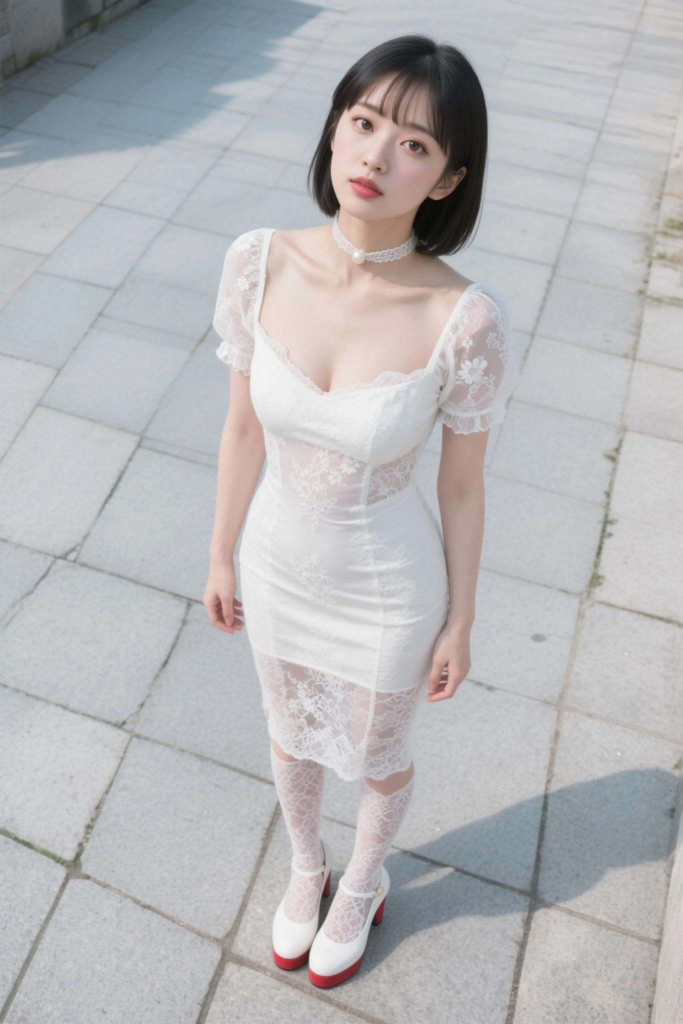 ((top quality、8K、Masterpiece:1.3))、Extremely delicate beautiful girl,with long pink bhair, huge breasts,bigger breasts,amazing breast size,G cup,Sunset。Wear big earrings,Very white skin,moist red lips,Waist is very thin,Thighs are very thin,BIG ASS,exposed,fair and smooth skin,Smooth and fair skin,flawless skin,Fair and shiny skin,Cold white skin,The camera focuses on the chest,bright light,Bandeau Dress,Transparent skirt,Openwork skirt,Exposed shoulders,long pink hair,Back exposed to buttocks,The back is exposed to the waist and hip line,Smooth white back,Stand sideways,Straight posture,pink hair
