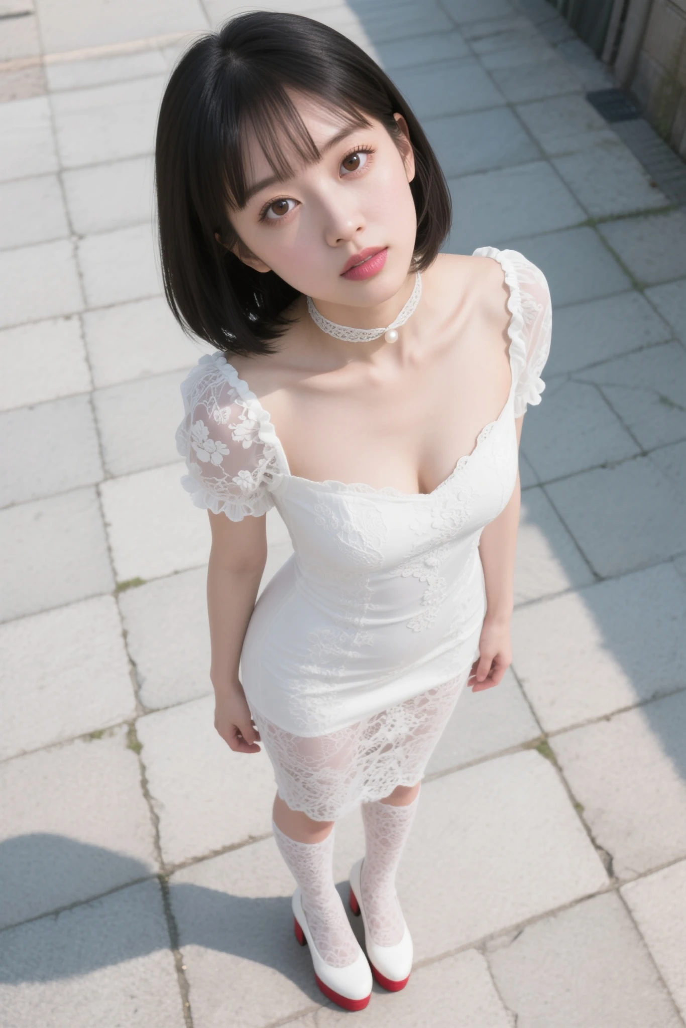 (One 、Girl with anatomically perfect body、Highly detailed hands、Perfect hands、Highly detailed face、Cute eyes、White skin、A-Line Bob:1.1)、(blouse、petticoat、Sandals)、I have to pee、The strongest need to pee、Myself peeing、Pee leaks:1.3)、(Erotic twisting of the body、Standing on one leg:1.3)、(Street:1.2)、(despair、Hurry、blush、Tilt your head) 、look up:1.2)、close your eyes、Highest