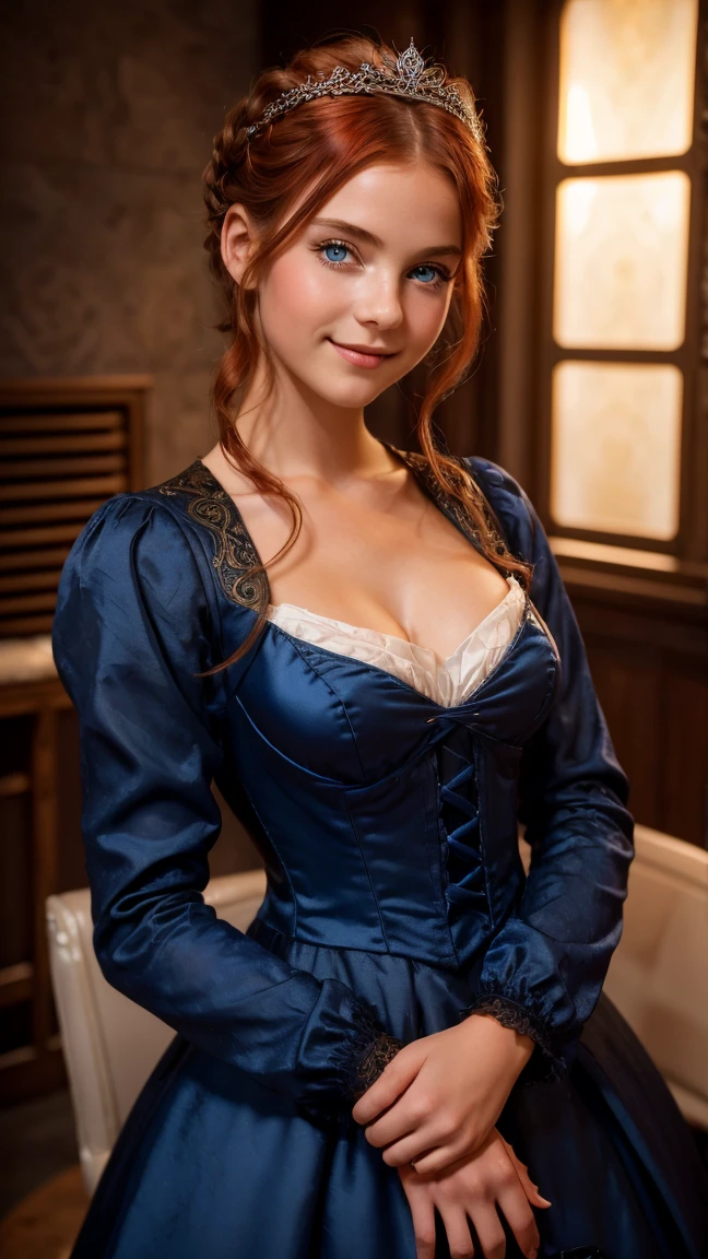 Jill Valentine in French maid lingerie set, sitting on a kitchen table high heels, full body