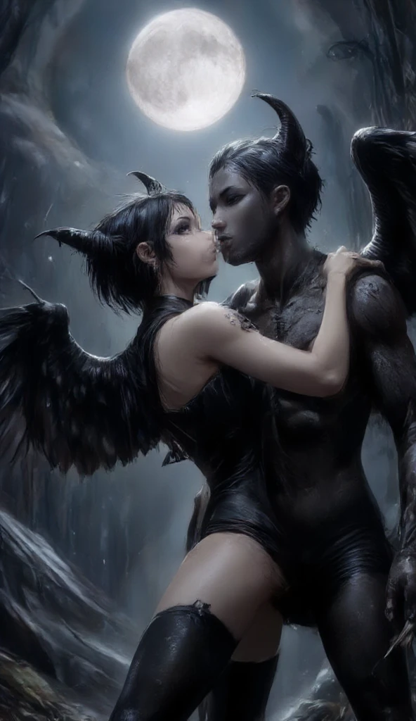 Mrs. time, Porn, no clothes, On his shoulders are several bat wings.., Float in the air, in the dark