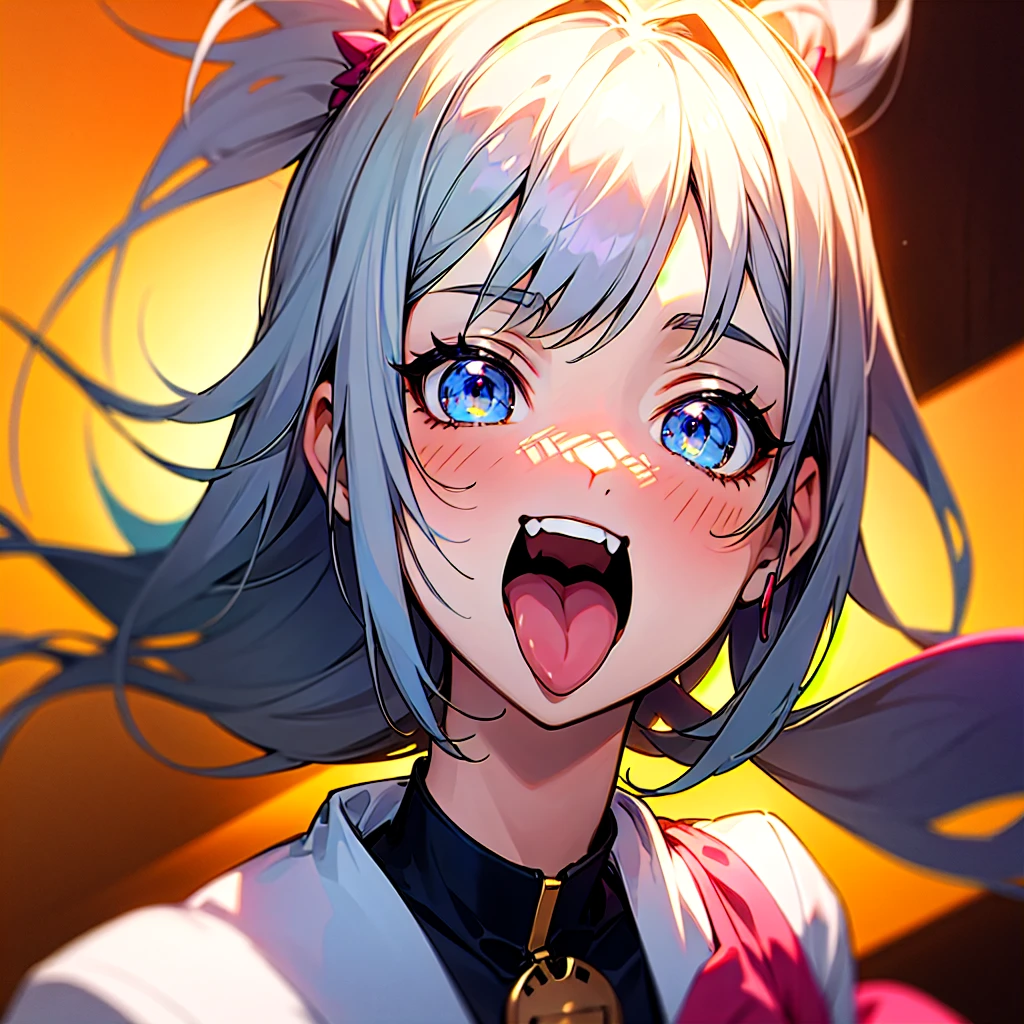 ((One personの女性)), Beautiful Face,((Wink:2.0)), ((laugh)),(head tilt), Laugh with your mouth wide open,((Bright red cheeks:1.4)),Shiny red lips,night,rooftop,You can see the ocean, firework,Laughing with your mouth open,Glossy pink lips,Facial lighting,((Anime style background)),masterpiece, Highest quality, so beautiful,up to date, Complex details, (Pink long nails), (4fingers and 1thumbs), (ring),(bracelet),(choker),AI-generated, Complex,High resolution, Highest quality, super high quality,3D Images、3D Images,One person,Long white hair,High Ponytail,(blue eyes),Anime woman posing for a photo, ((Fine grain、Silvery white colorful eyes、Shining Eyes:1.4)),(Squint your eyes:1.1),a hyperRealistic , hyperRealistic , Realistic,Anime woman with long white hair, Smooth anime CG art, A woman in a colorful kimono with gold embroidery, (Black long sleeve kimono),Red floral pattern,Long flower hair ornament,Earrings,Mature Body,(Big Breasts:1.1),Tall,Abdominal muscles,Narrow waist,(Zoom up to face:1.7),Shooting from diagonally below