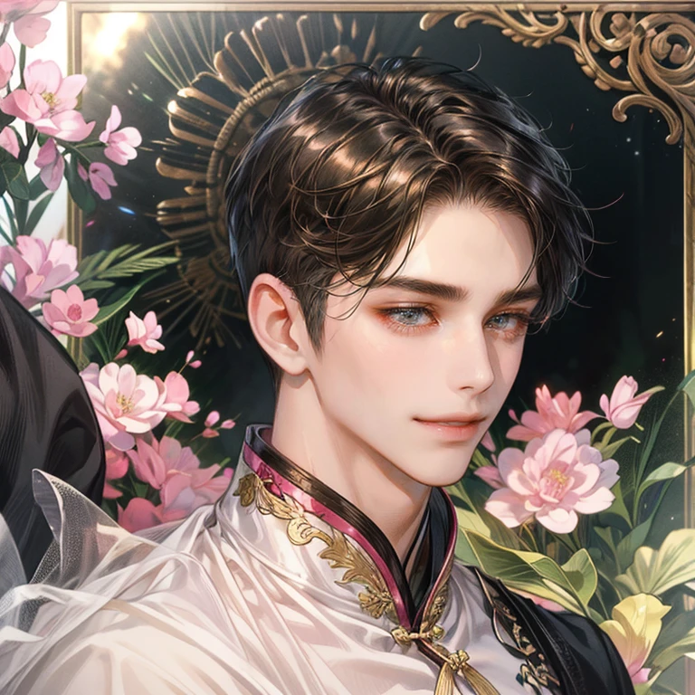 best quality,1boy, perfect face, shorthair, glow text, detailed clothes , detailed character