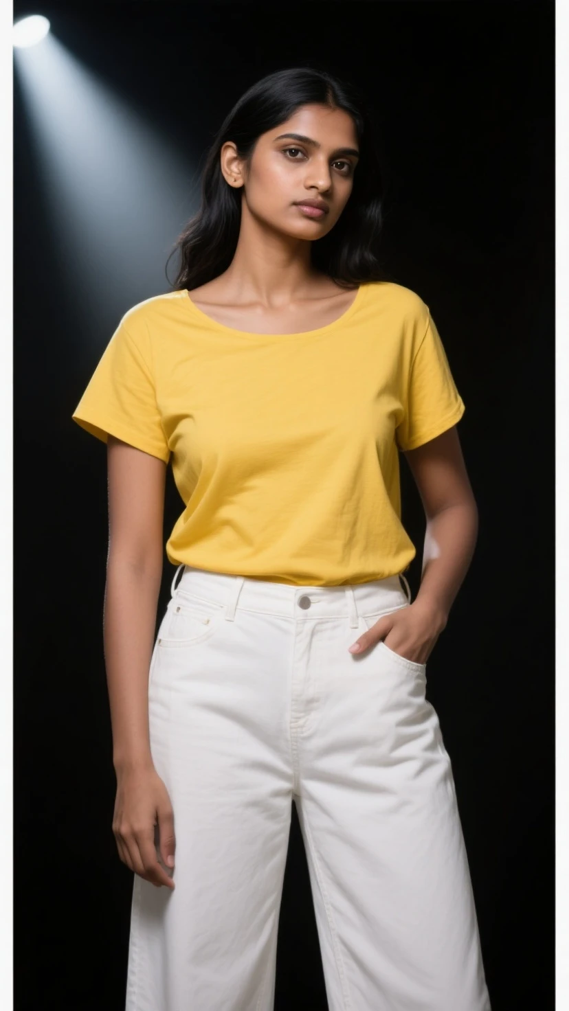 Generate a of high-quality T-shirt mockup images with the following specifications:
- **T-shirt Style**:
- Casual and slightly oversized Fit Crew neck
- Plain, solid color without any graphics or logos Female model (from neck to hips, no face) Simple and solid background colors that complement the T-shirt color
- Minimal shadows to maintain focus on the T-shirt
- **Color Varian Yellow Shades Lemon, Gold,, create a mockup image using the above specifications. Ensure that each T-shirt color is distinct and accurately represented in the mockup. The T-shirts should have a realistic texture and shading to give them a lifelike appearance.