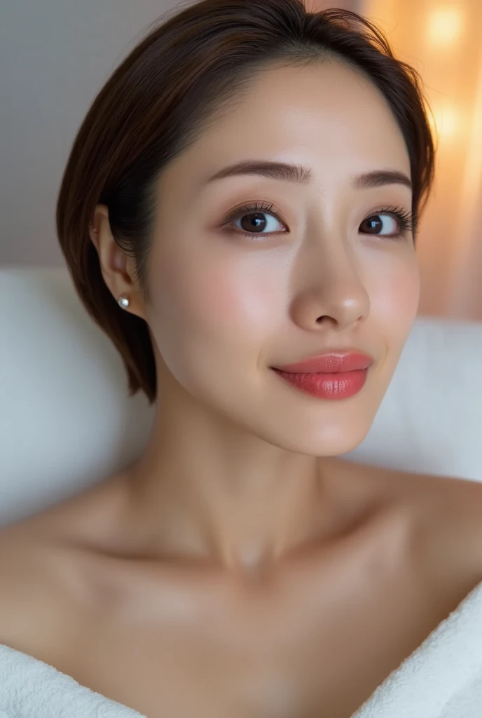 (Highest quality、Cowboy Shot、8k、Best image quality、Award-winning works)、(Japanese)、1 cute girl、(Perfect V-neck long knit sheer sweater:1.3)、Red eyeshadow、Perfect Makeup、Long eyelashes、Ultra HD Shining Eyes、Ultra HD Hair、Glossy lipstick、Ultra-high resolution glossy lips、Super high resolution beautiful face、Brown Hair、Big Breasts、Cleavage、Accurate anatomy、(Face close-up:1.4)、Luxury Love Hotel、(The most atmospheric and warm lighting:1.1)、(Strongly blurred luxury love hotel background:1.2)