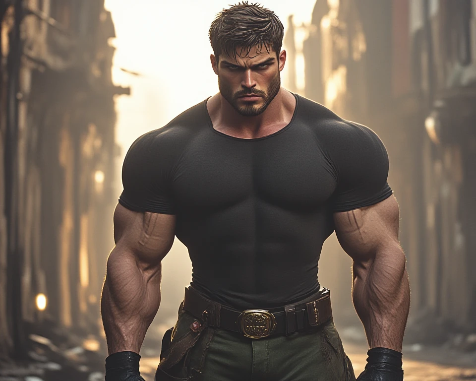 Alden is a strong muscular man, street angry, backpack, epic realistic, photo, faded, complex stuff around, intricate background, soaking wet, neutral colors, ((((hdr)))), ((((muted colors)))), intricate scene, artstation, intricate details, vignette