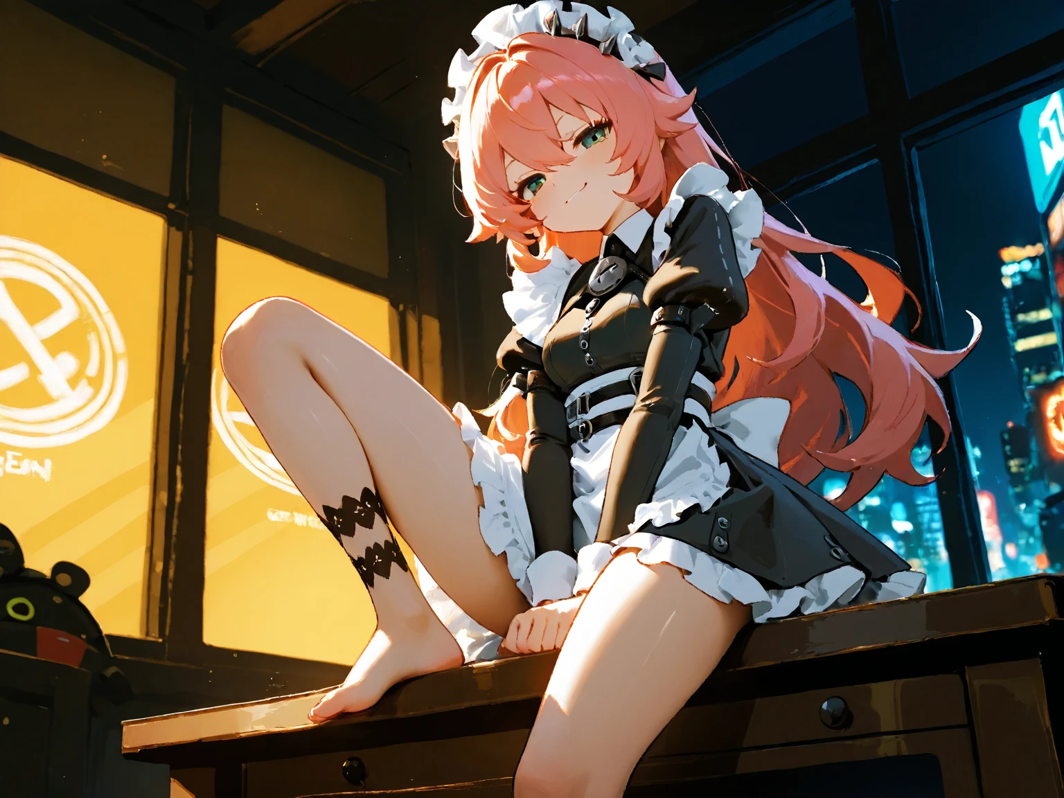 (best quality, masterpiece, uncensored, high quality, ultra detailed, extremely detailed CG, beautiful face, beautiful eyes, beautiful hair), solo, 1girl, (((loli:1.3))), ((((4 years old)))), (infant), su hair, (hairs between eyes, crossed bangs:1.5), (short with long locks), salmon pink hair, beautiful big eyes, cyan eyes, drooping eyes, happy, hair ribbon, frilled dress, navy blue pinafore dress, frilled legwear, platform boots, (extremely awesome detailed deep-silky-healthy-lackwarm-foundational-soft-skin:1.1), (extremely awesome detailed gleaming skin), (extremely awesome detailed pretty face, extremely awesome detailed eyes, extremely awesome detailed shiny hair:1.2), extremely awesome detailed dynamic lighting, extremely awesome detailed caustic, extremely awesome detailed deep shadows,(best quality, highres, absurdres, extremely awesome detailed CG unity 8K HDR wallpaper, perfect ???????:1.1),(extremely awesome detailed realistic, extremely awesome detailed 3d:1.0)