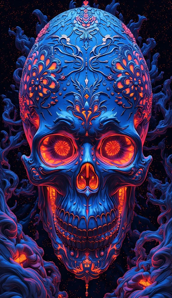 there is a blue and gold mask with a skull on it, fantasy skull, arte escura altamente detalhada, Arte digital escura, mas detalhada, fantasia sombria. intrincado, arte digital altamente detalhada, adorned with demon skulls, arte digital de fantasia detalhada, Arte 3D digital detalhada, arte digital altamente detalhada, sacred skull, sinistro altamente detalhado, Arte digital altamente detalhada em 4k