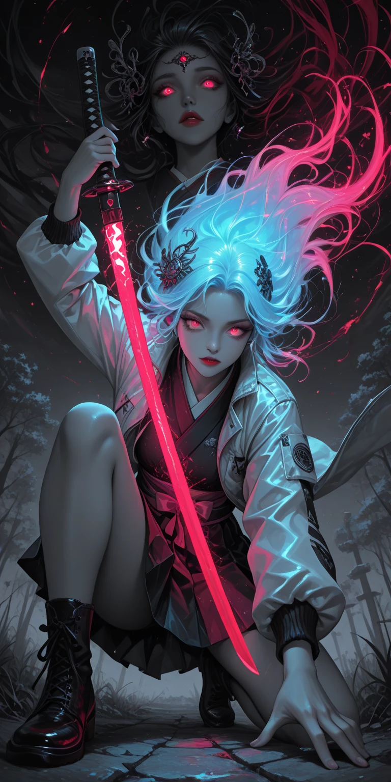 standing alone, anime dragon girl on a mountain, anime girl with white hair, anime two color eyes, white haired deity, wind and snow, dynamic lighting, extreme detail, neutral expression, glowing energy sphere in hand.