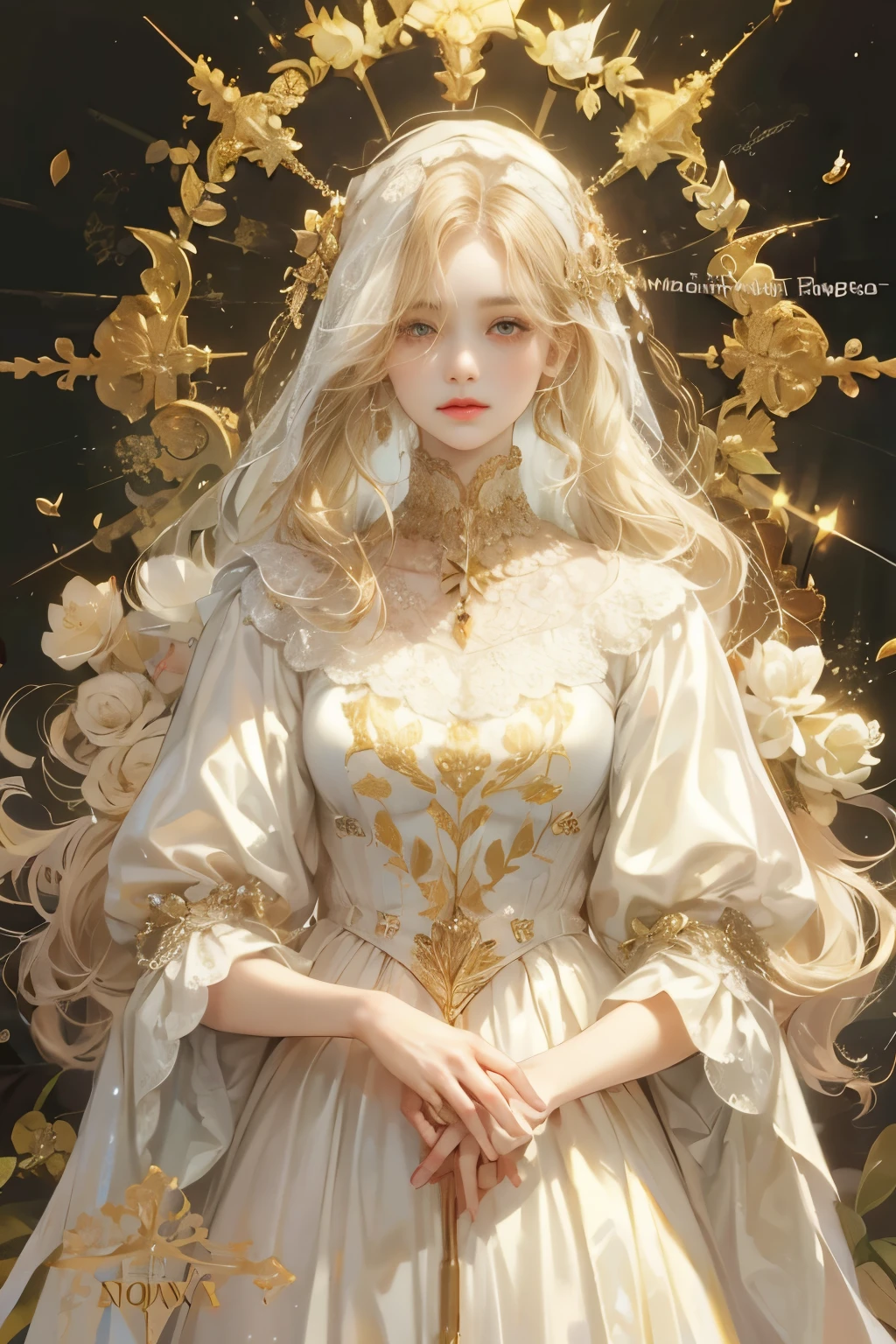 ((8k wallpaper of extremely detailed CG unit, ​masterpiece, hight resolution, top-quality, top-qualityのリアルテクスチャスキン)), (very beautiful and attractive queen),
In the grandeur of the palace, an elf queen strides down the hall with regal grace, flanked by a procession of knights standing at attention. Their gestures of respect serve as a testament to the reverence they hold for their sovereign, (regal presence:1.2), (palace ambience), (detailed queen attire, dress gown over a turtleneck), ((respectful knights:1.3)), (royal atmosphere), (artistic presentation), (focused depth of field:1.2), (majestic aura:1.15), fantasy, by Yoji Shinkawa, detailed face,  (messy, white shining hair, blue eyes, shining eyes, Plump lips, white-skinned, medium breast)
