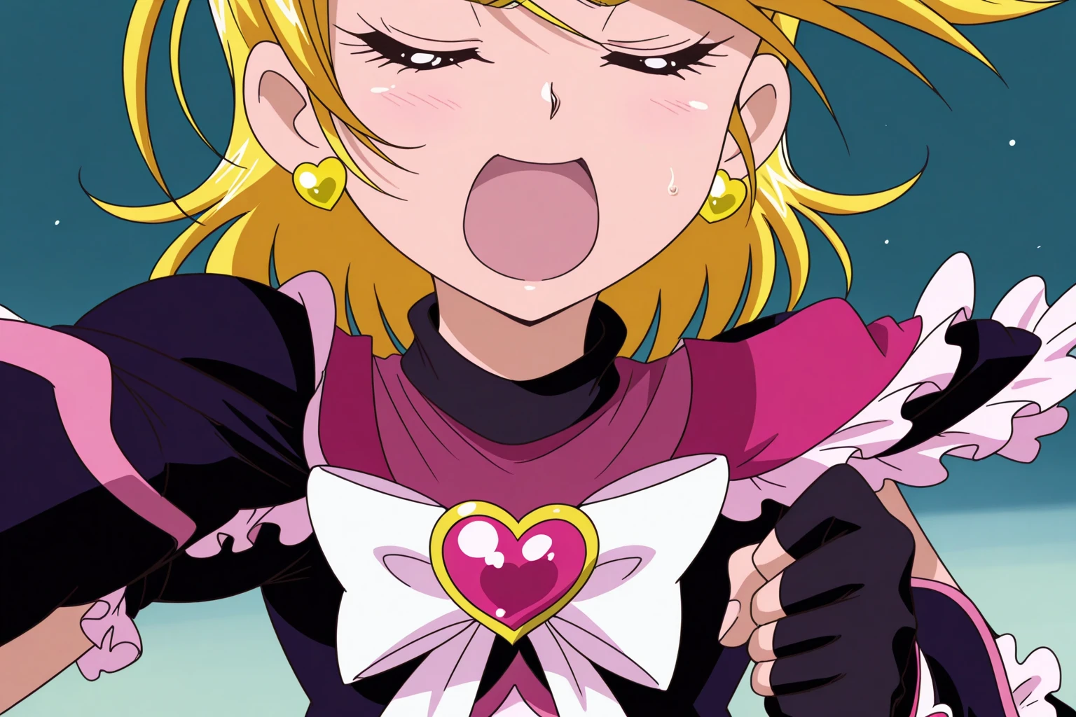 a close up of a cartoon character with a pink outfit, hylics artwork, vibrant fan art, trending on artstation.', comic cover art, 90s comic book character design, by Victor Mosquera, epic comic book style, marvelous expression, comic book cover art, pink iconic character, by Android Jones, comic book art style, by Pedro Pedraja
