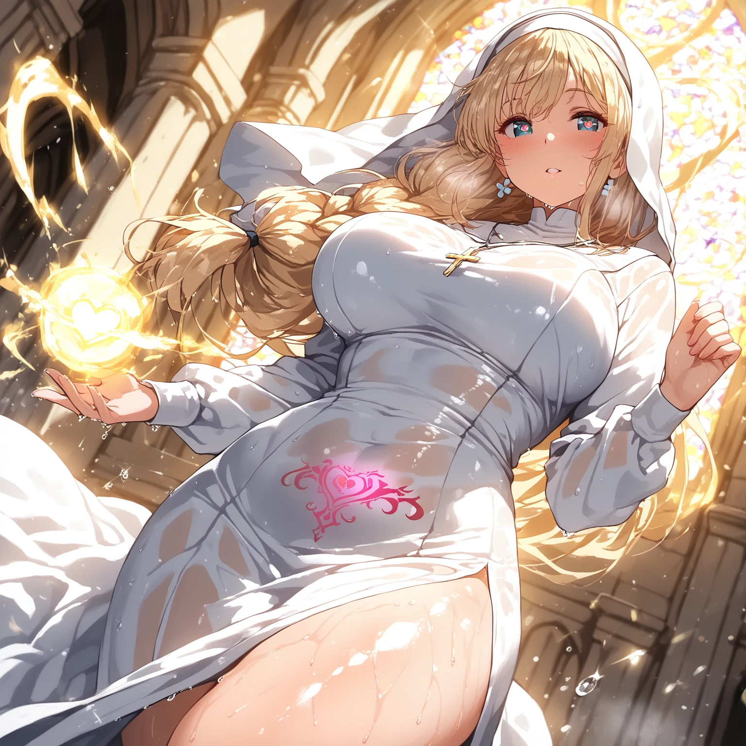 (best quality, masterwork:1.2, high resolution, ultra-detailed), one girl with long white flowing hair sitting gracefully in a vibrant field of lush green plants and colorful flowers, basking under the soft and enchanting moonlight. Her hair dances with a gentle breeze, creating an ethereal atmosphere. The foreground is slightly blurred, adding depth and a dreamlike touch to the scene.
The girl is dressed in a comfortable outfit, wearing a bralette and shorts that perfectly match the serene surroundings. Her attire complements the natural beauty that surrounds her.
Her eyes, mesmerizing and captivating, are different colors, one shining with a soft hue of emerald green, and the other a deep, enchanting sapphire blue. These captivating eyes draw you into the depths of her soul, leaving you longing to know more about her and the world she inhabits.
As you explore the scene, you notice a picturesque river gently flowing by in the background, reflecting the moon's radiant glow. The tranquil sound of the water softly caresses your ears, adding a soothing element to the enchanting ambiance.
The moonlight casts a warm and inviting glow over the entire scene, giving it an otherworldly charm. The colors in the image are vivid and vibrant, creating a feast for the eyes. Every detail is exquisitely rendered and rendered with extreme attention to detail, making the image come alive.
Lastly, the lighting in the scene is carefully crafted, creating a perfect balance between light and shadow. The interplay of light and dark adds depth and dimension to the artwork, enhancing the overall visual impact.
This prompt combines elements of a masterpiece artwork, capturing the beauty of nature, and the allure of a mysterious girl with unique features. The resulting image will be a breathtaking fusion of realism and fantasy, immersing viewers in a world where magic and beauty coexist.