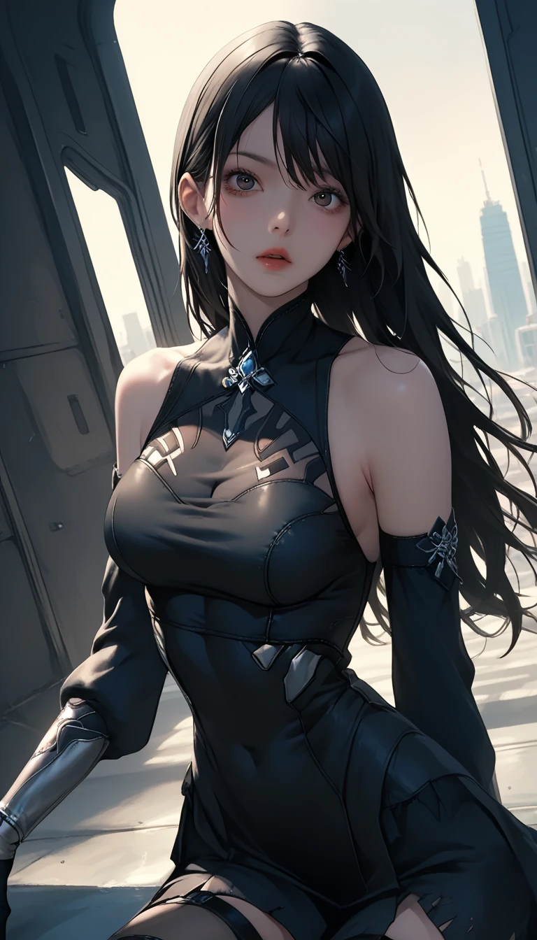 a sexy woman, (best quality), (masterpiece), (1girl), slim, anime, tall, (flat chested), (chinese dress), (protrait)
